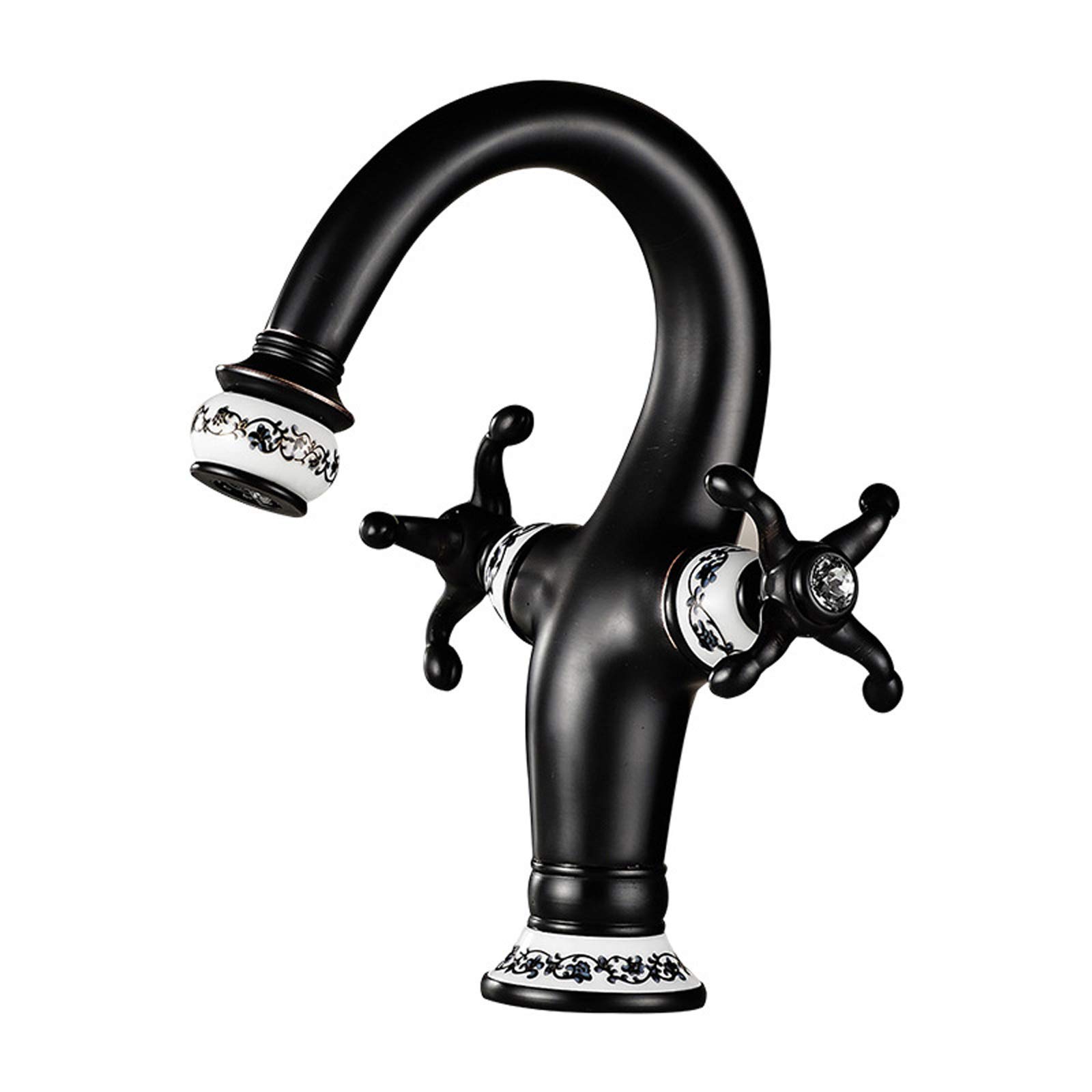 Mitigeur d'évier en laiton massif de style classique avec robinets pour lavabo noir