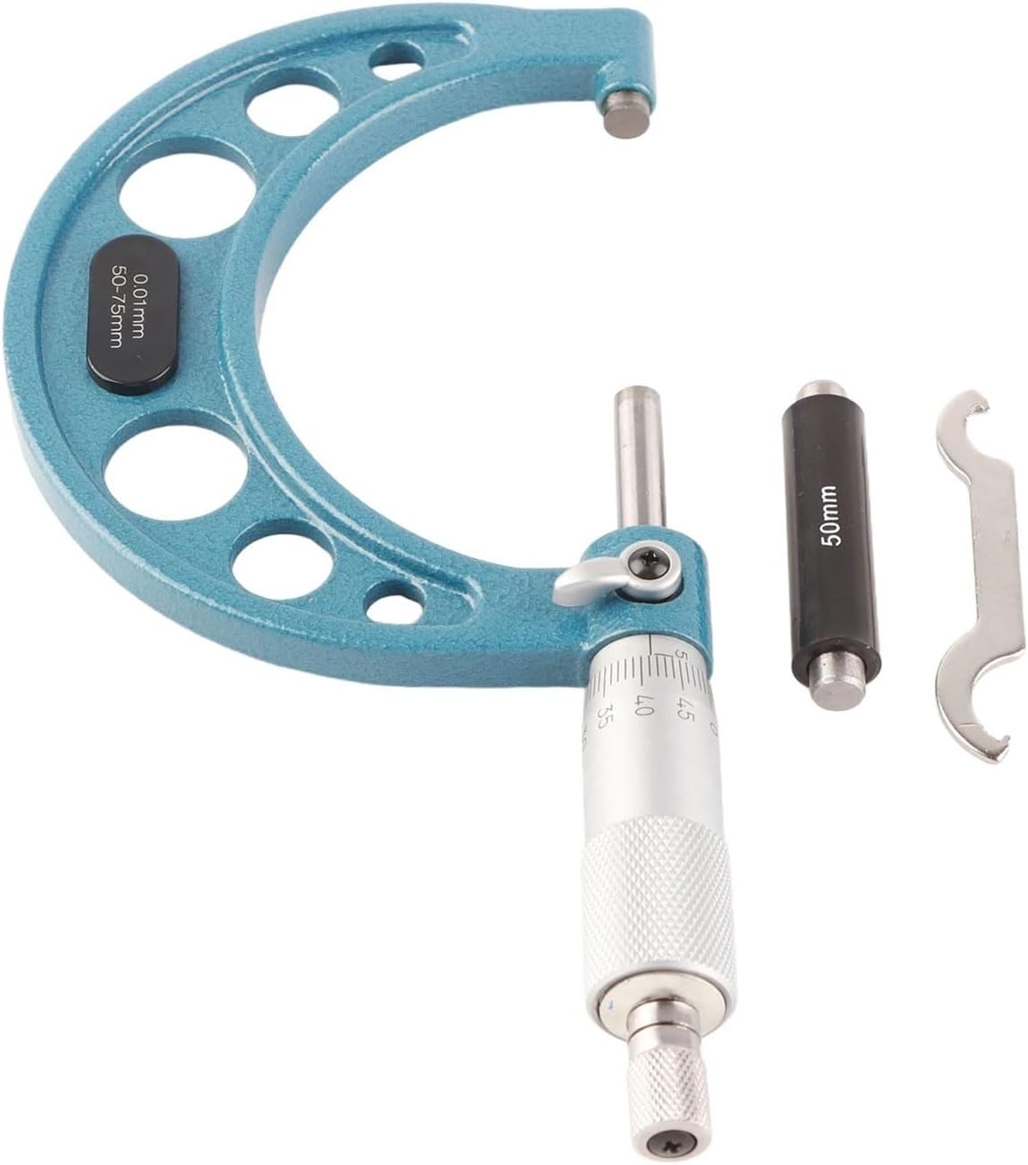 0-25mm-50mm-75mm-100mm Outside Micrometer ThicknessTool with Wrench 0.01mm(75-100mm)