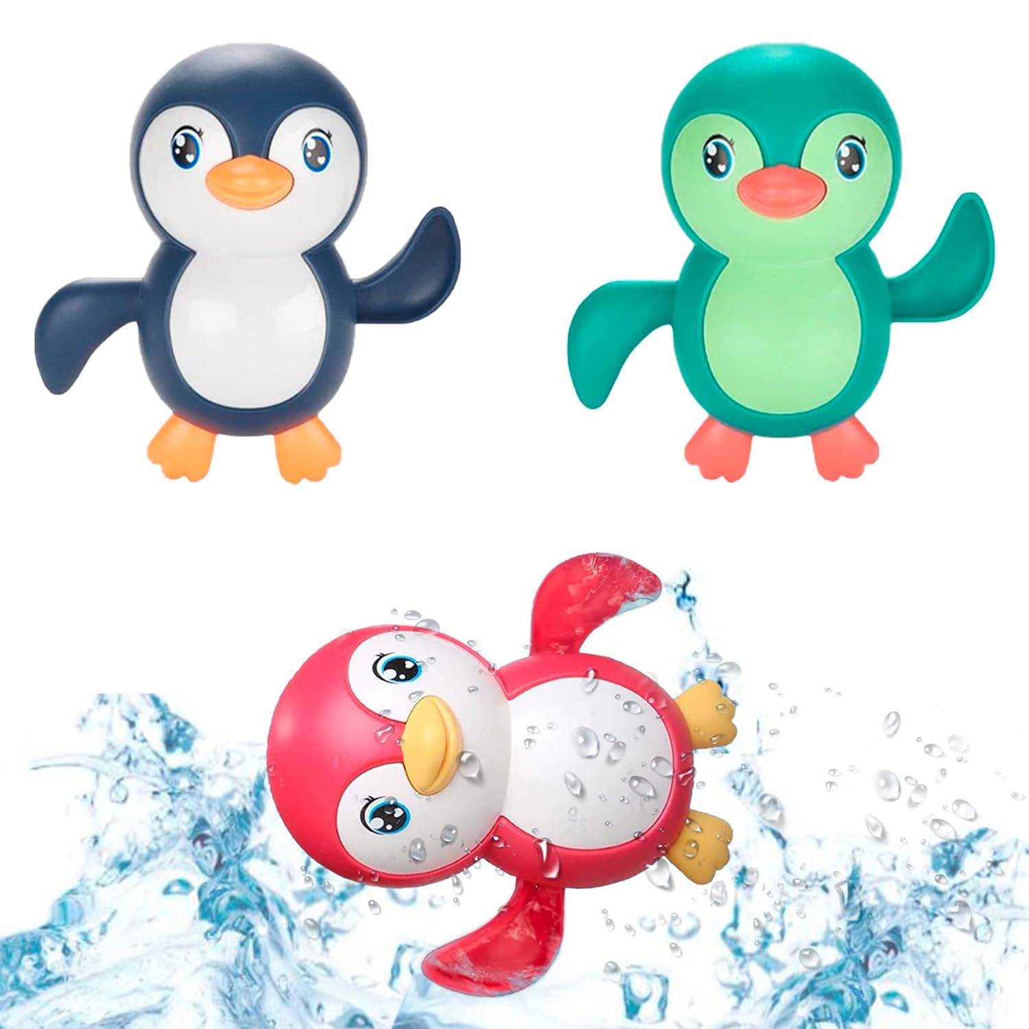 2024 New Swimming Bath Toys for Toddlers 1-3, Boat/Turtle/Penguin Floating Wind up Old Boy Girl, New Born Baby Bathtub Water Toys, Preschool Toddler Pool Toys (Multi) (Penguin, Pack 3) (B0CRVDG7LS) Amazon Price History, Amazon Price Tracker