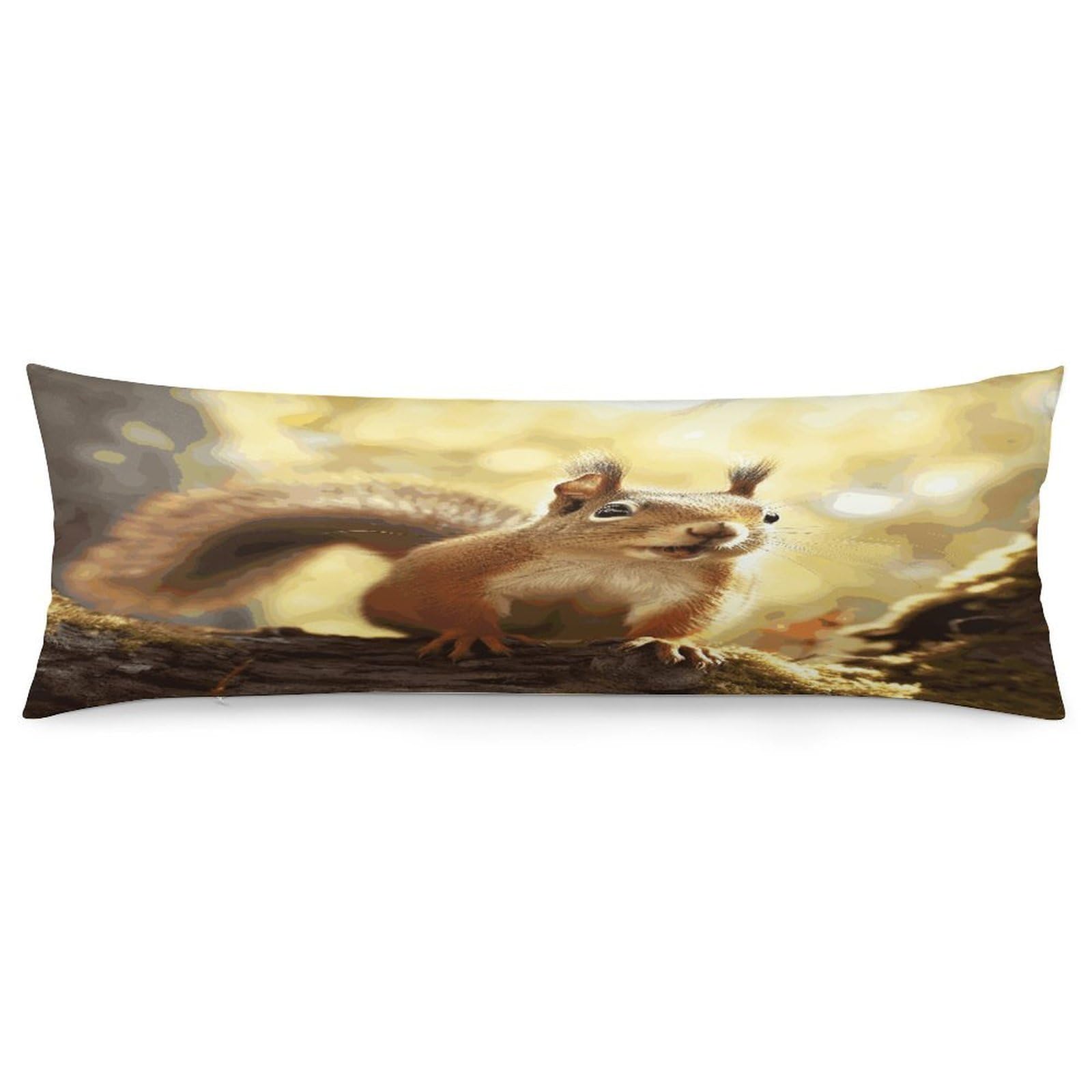 Funny Squirrel Pillowcase Long Body Pillow Cover Soft Decorative Body Pillow Case Breathable Large Pillowcase Cute Cozy Pillow Protector for Bed Sofa Couch Room 18.9 X 53 Inch