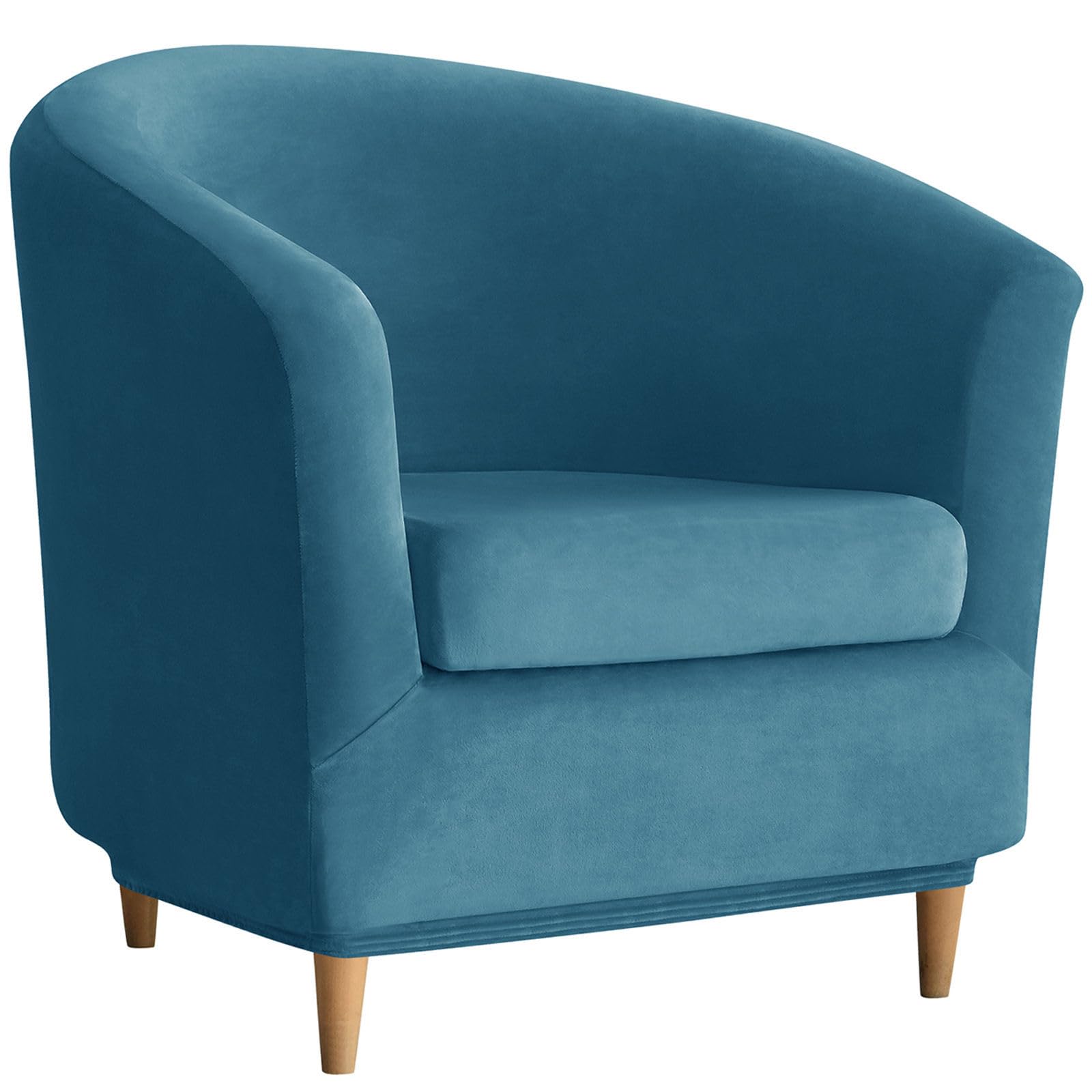 Fundas de terciopelo para silla de baño, 2 piezas, funda elástica suave para silla de club con fundas extraíbles para sillón y parte inferior elástica, protector de muebles para el hogar, bar, color