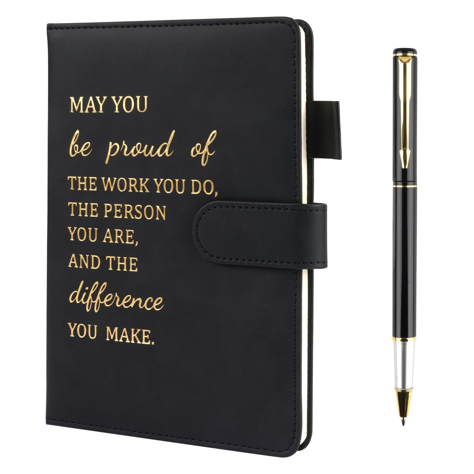 Hopton Inspirational Notebook, PU Leather Notebook and Pen Set, Employee Appreciation Gifts