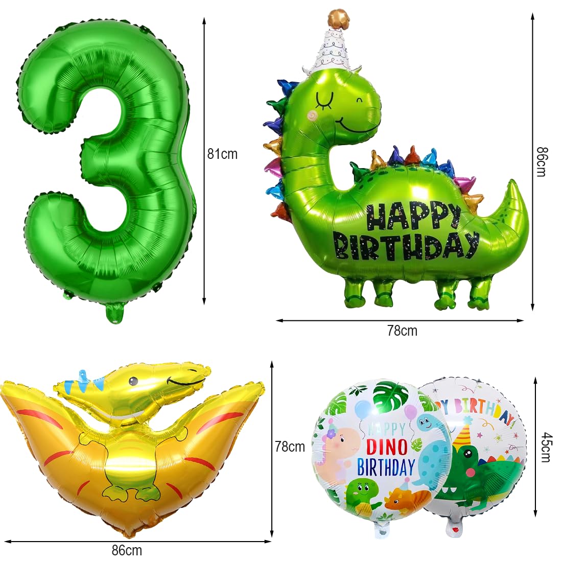 Dino verjaardagsdecoratie 2 jaar, verjaardagsdecoratie voor jongens, dinosaurus, folieballonnen, groen, ballonnen dino, Happy Birthday, ballon 2, jungle, verjaardagsdecoratie voor 2 jaar