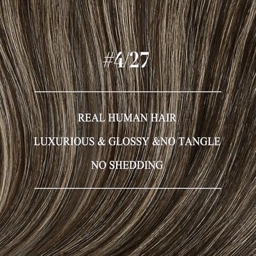 Image of YoungSee Nano Ring Hair Extensions Highlight Hair Extensions Nano Dark Brown Highlights Caramel Blonde Hair Extension Nanobead Pre Bonded Remy Hair Extension for Adding Volume 22in 50 Strands 50g