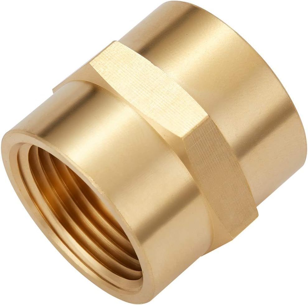 Litorange 2 Pack Metals Brass Pipe Fitting Connector Adapter Hex Coupling 3/4" NPT Female x 3/4 Inch NPT Female Air Hose Fittings