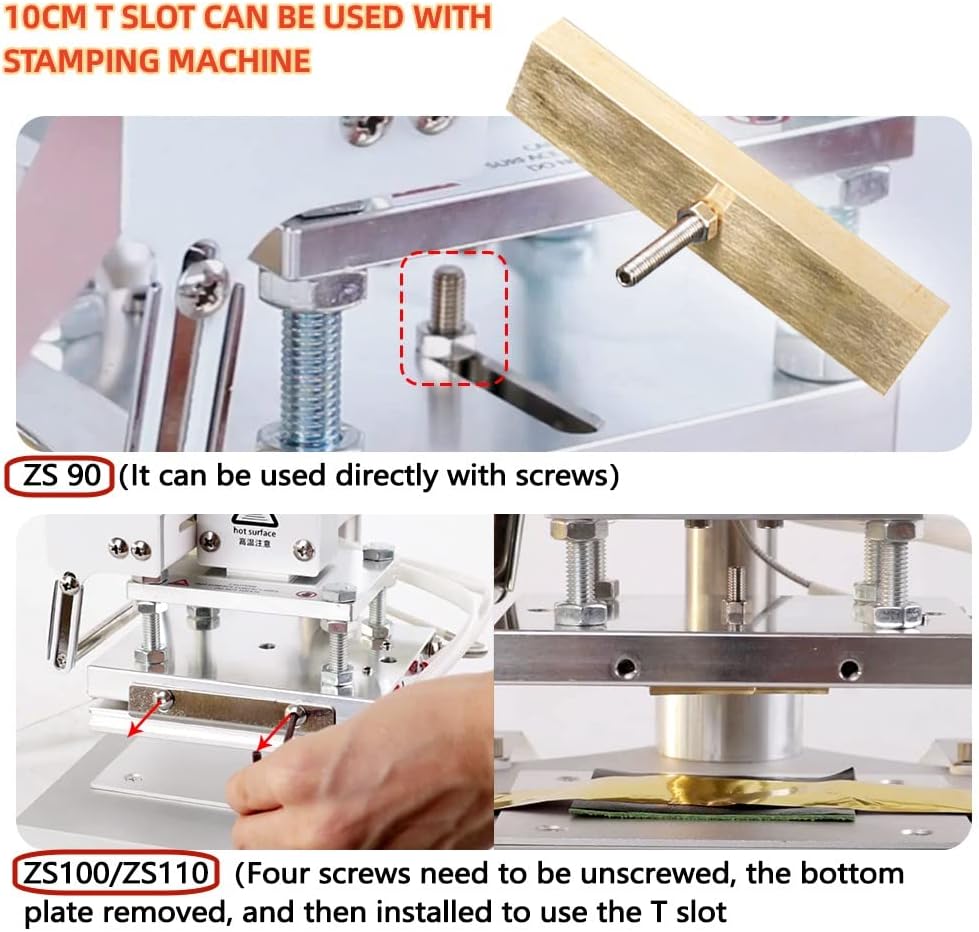 ZONEPACK Copper Brass Stamping Flexible Alphabet Number Symbol Character Stamp Mold Die 3mm 6mm Letter Holder Hot Foil Stamping Machine (10cm T-Slot)
