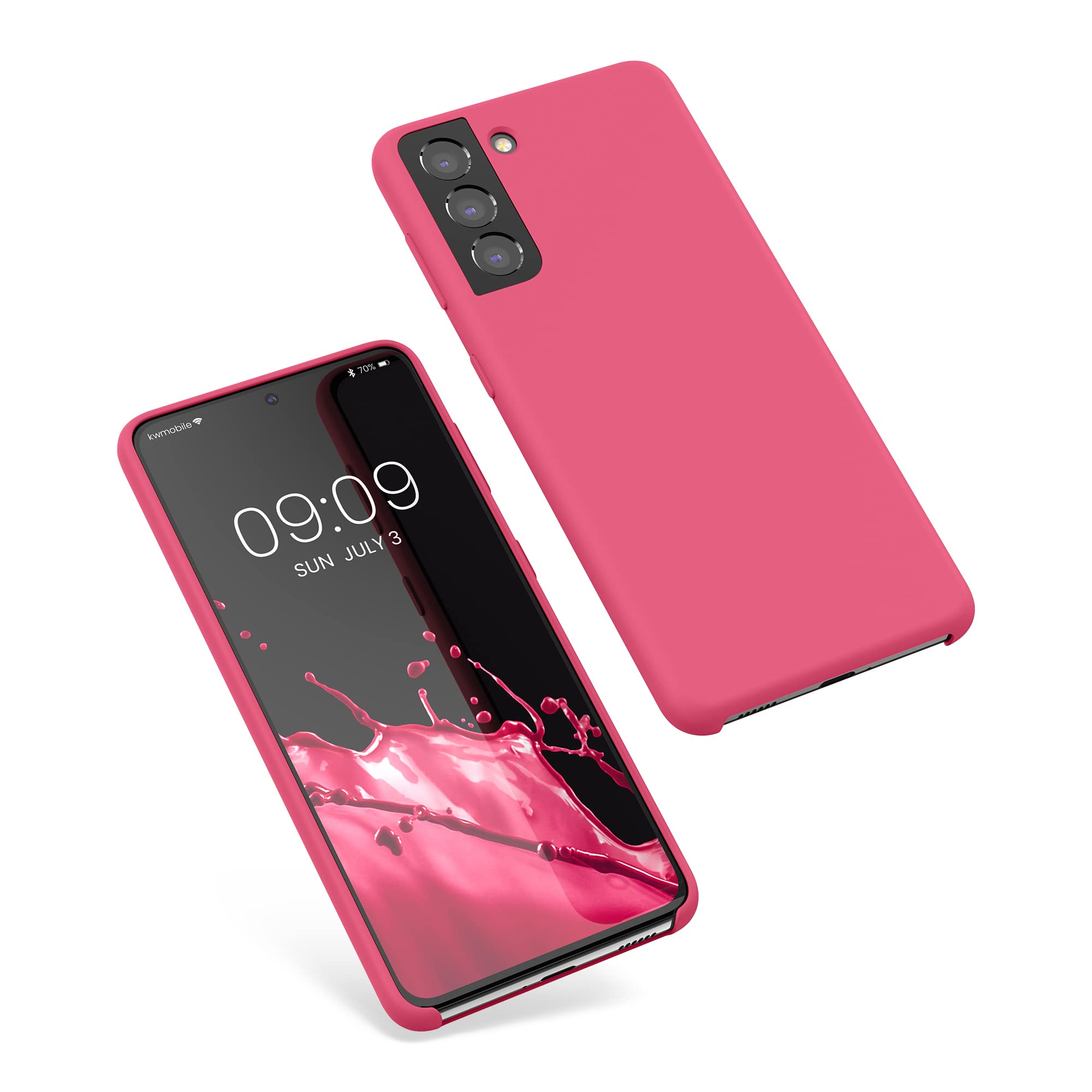 kwmobile Case for Samsung Galaxy S21 Case - Soft Cover - Shockproof Silicone - Wireless Charging Awesome Pink — view 8