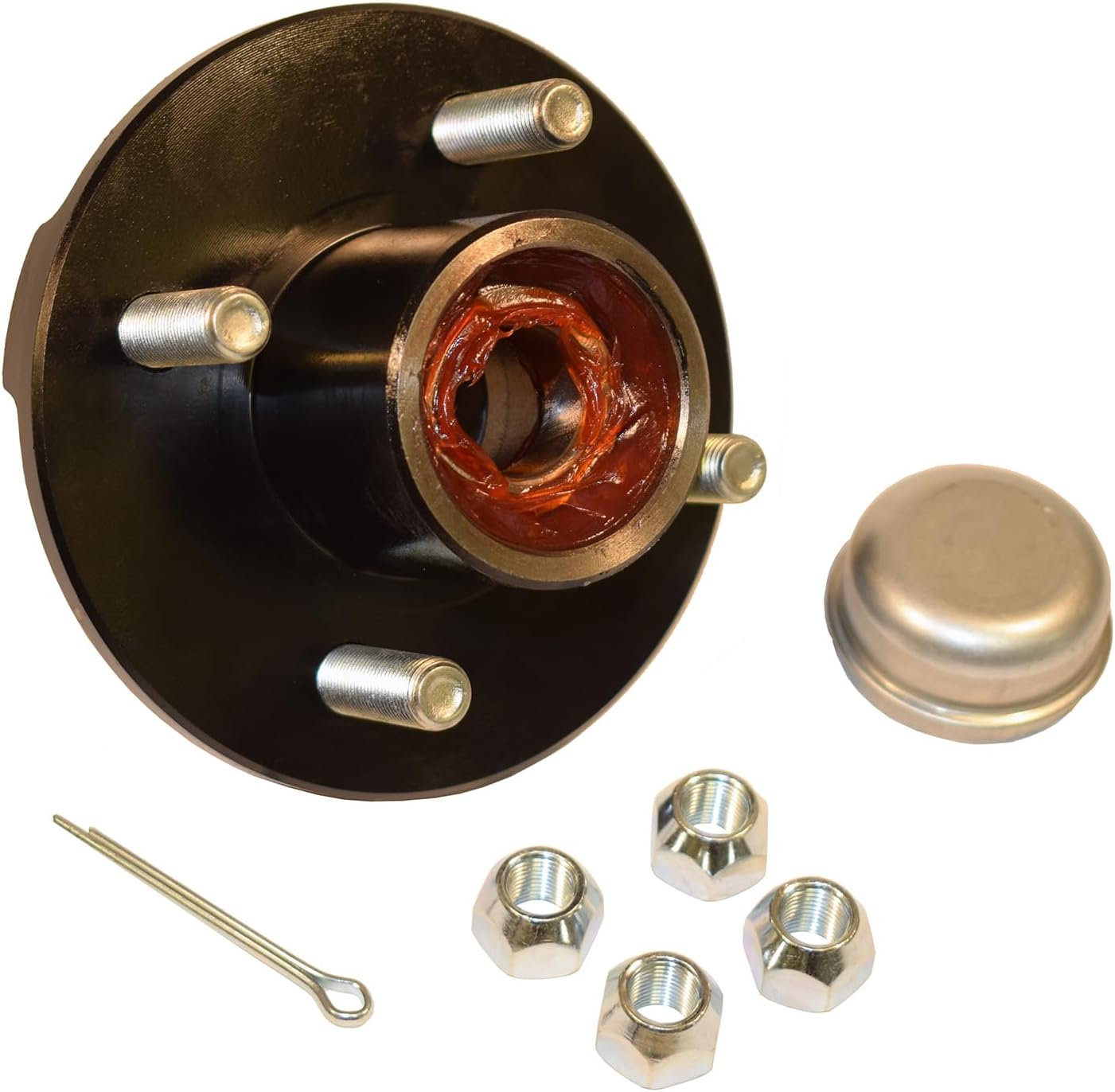 Rigid Hitch Pre-Greased Trailer Hub Kit (RHI-100-PG) 4 Bolt on 4 Inch Circle - 1 inch I.D. Bearings