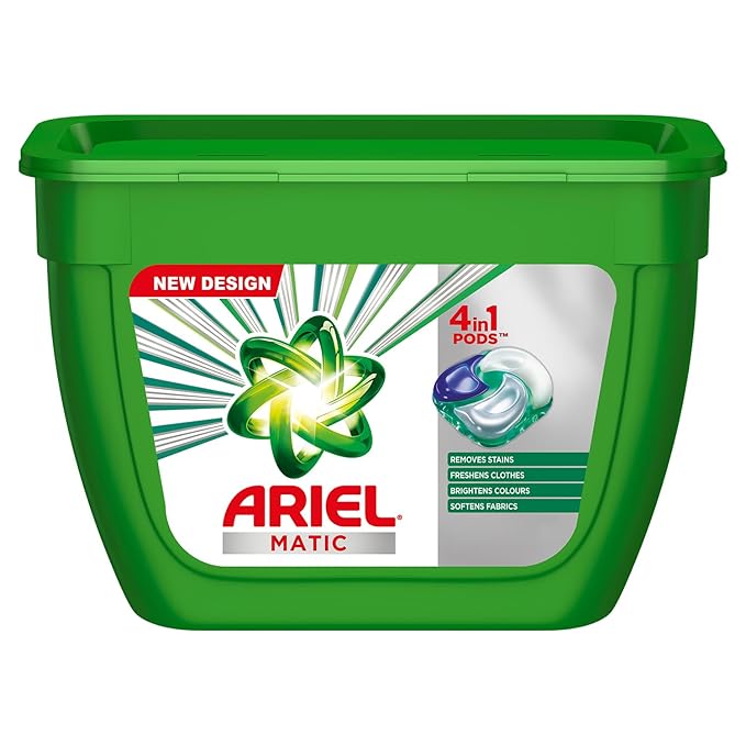Ariel Matic 4-in-1 PODs Detergent, Pack of 18 PODs | Specially designed for use in Washing Machines only | Removes Stains | Freshens clothes | Softens Fabric | Brightens Colours | 1 POD = 1 Wash