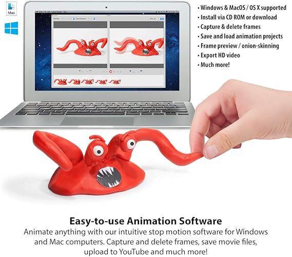 Complete HD Stop Motion Animation Kit | Stop Motion Animation Software with Full HD 1080P Camera, Animation Software & Book (Windows & OS X)