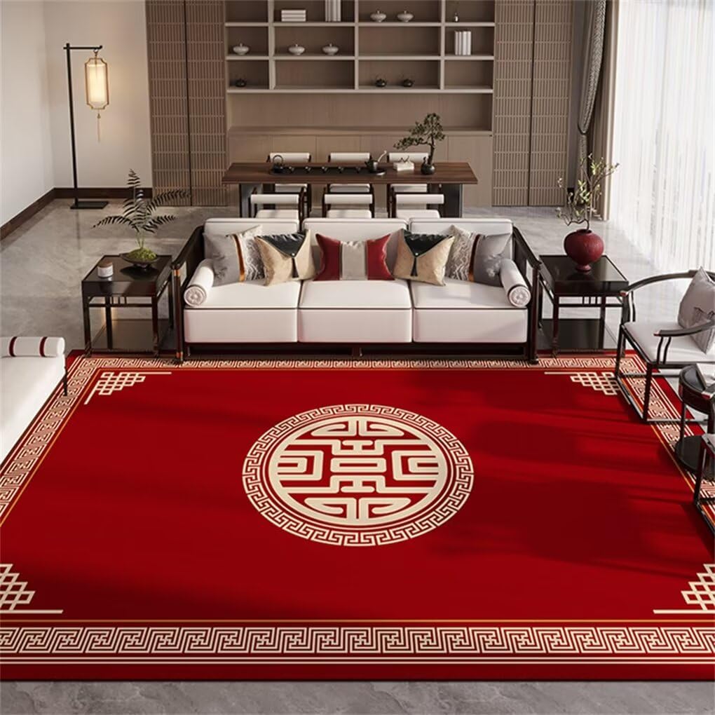 Tapis de chambre motif imprimé chinois finition soignée