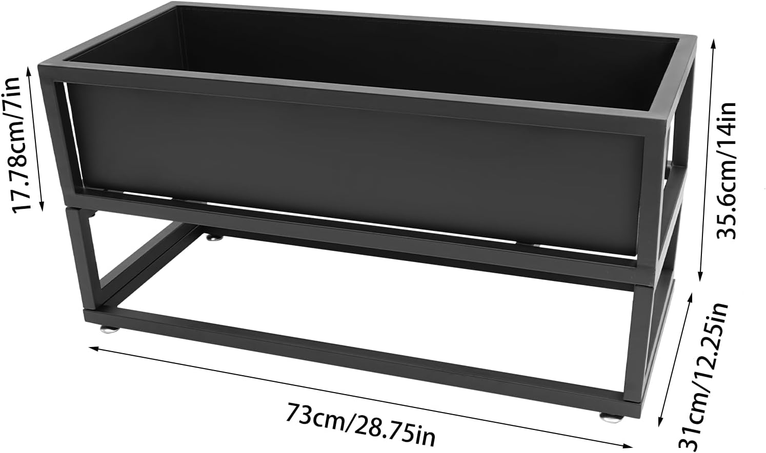 Raised Garden Bed with Legs, Tall Rectangular Planter with Drainage Hole Outdoors/Indoors, for Backyard, Patio, Balcony, Elevated Planter Box, 29 x 12inch