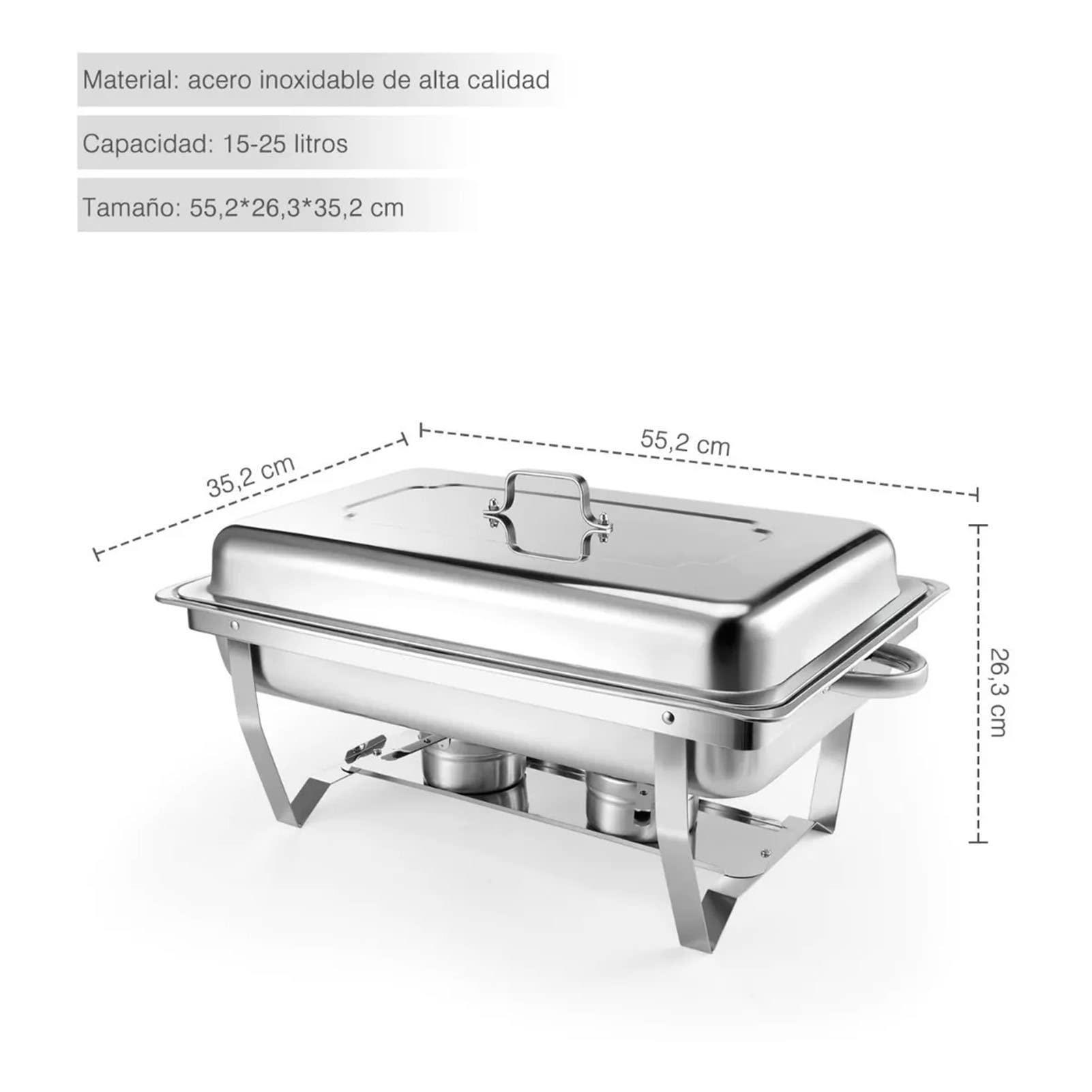 Yosoo Health Gear Scaldabuffet Server Scaldavivande in Acciaio Inossidabile Buffet Set 2 Vassoi Scaldavivande 21,7 X 10,4 X 13,9 Pollici Pentole Profonde Facile Smontaggio per Hotel Ristorante