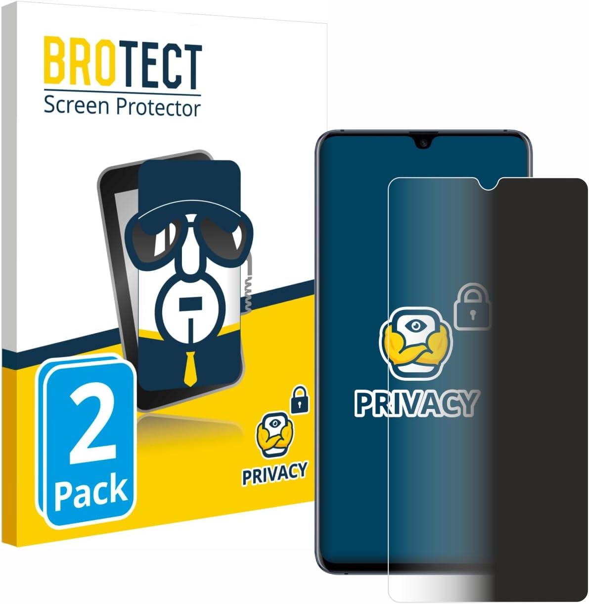 brotect (2 Pack Privacy Screen Protector Compatible with Huawei Mate 20 X (5G) [Anti-Spy, Protection-Film, Blue Light Filter]