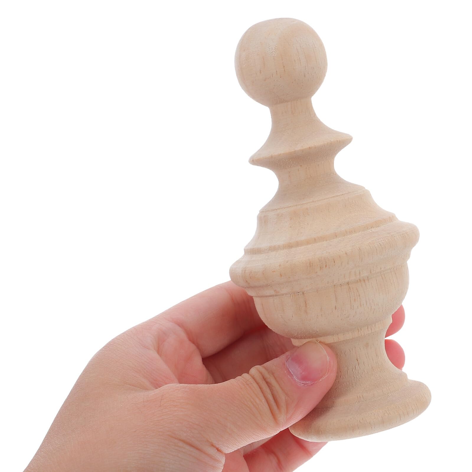 WOONEKY Remates Decorativos de Madera Resistentes Acabado Natural 3 Piezas para Postes de Cama y Barandillas de Escalera para Decoración Hogareña