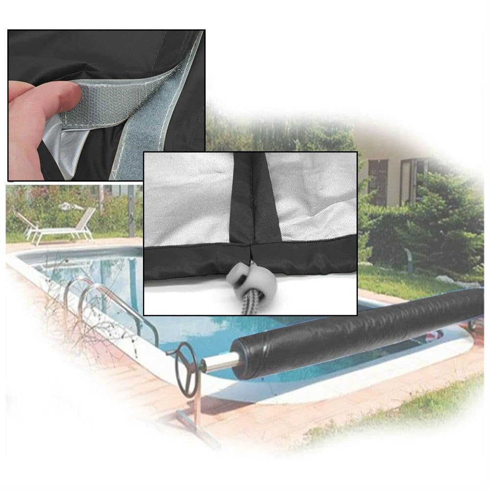 Cubierta para Enrollador de Lona de Piscina - Protectora con Cordón, Resistente al Agua y Polvo - Funda para Sistema de Lonas