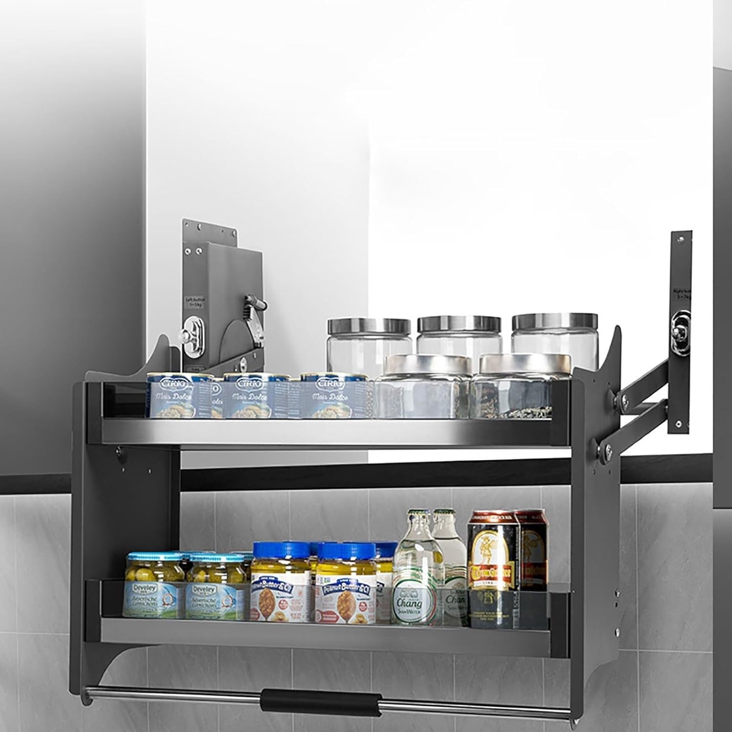 Armoire murale coulissante à 2 niveaux pour cuisine épurée 60cm
