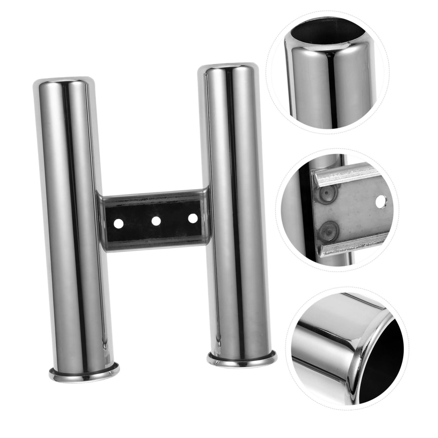 Supporto per Canna da Pesca in Acciaio Inox a Parete Doppio Tubo, Resistente e Antiruggine, per Porta Canne da Pesca Barca Atmosfera Estiva