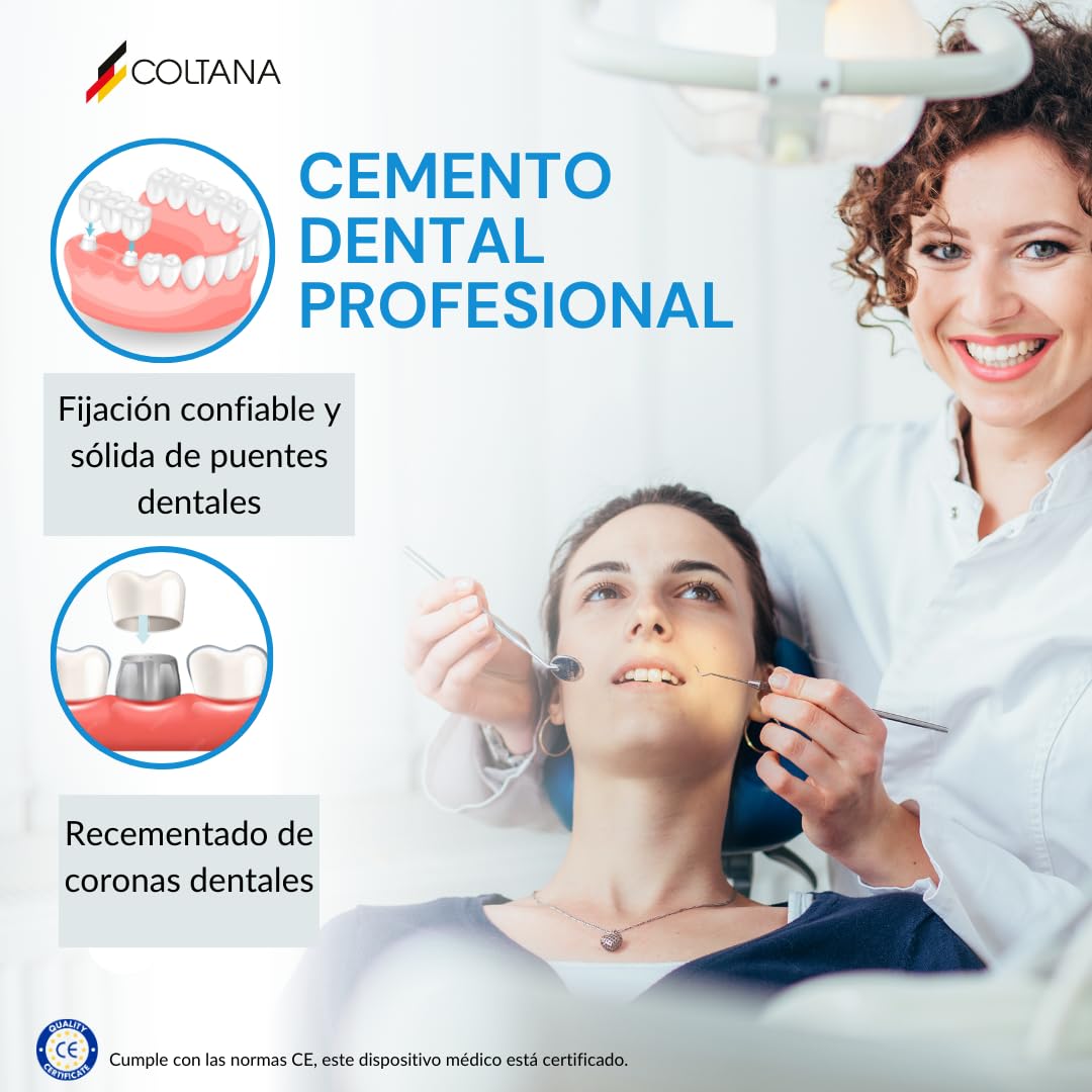 Coltana Cemento dental - Pegamento para puentes, coronas, pivotes e implantes - Resellamiento y fijación extra fuerte