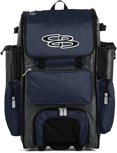Boombah Rolling Superpack - Bolsa para equipo de béisbolsóftbol - 23-12" x 13-12" x 9-12" - Varios colores - Mango telescópico y capacidad para 4