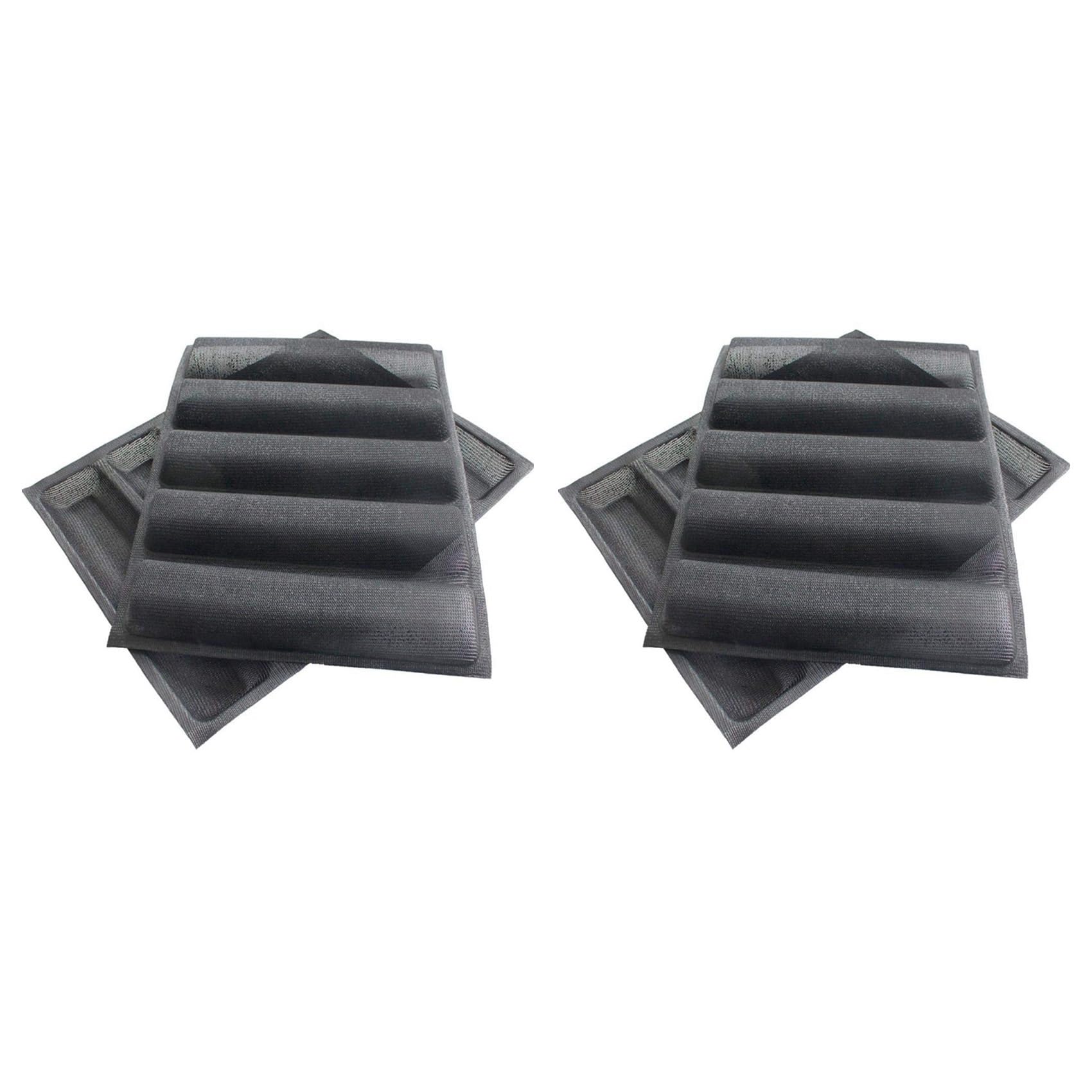 Ntcpefy 4Pcs Silicone Perforated Baking Forms Sandwich Mold French Bread Pan Food Mat 5 Loaf Non-Stick Baking Liners