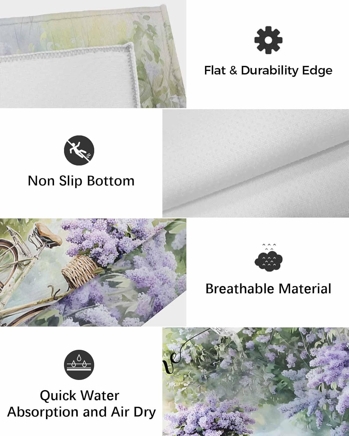 Outdoor Rug 4x6 ft Welcome Lavender Outdoor Large Area Rug Non Slip Rubber Bicycle Pastoral Floral Front Door Mat RV Rug Camping Carpet Patio Outdoor Rugs for Backyard Balcony Deck Porch Indoor