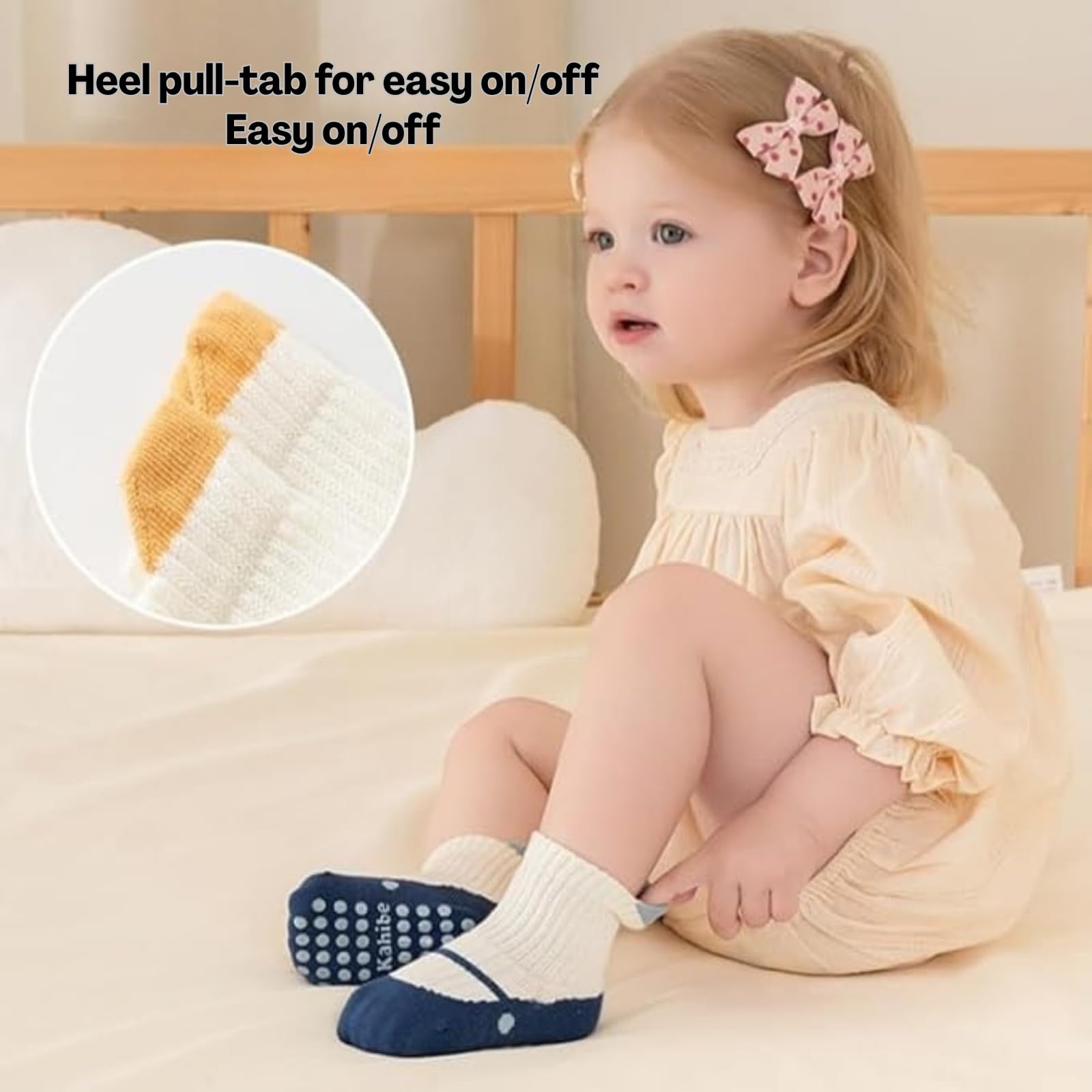 BendJoy® Anti-Slip Baby Socks for Newborns 0-12 Months Soft Cotton | Breathable | Gentle Cuff | Seamless Design 3