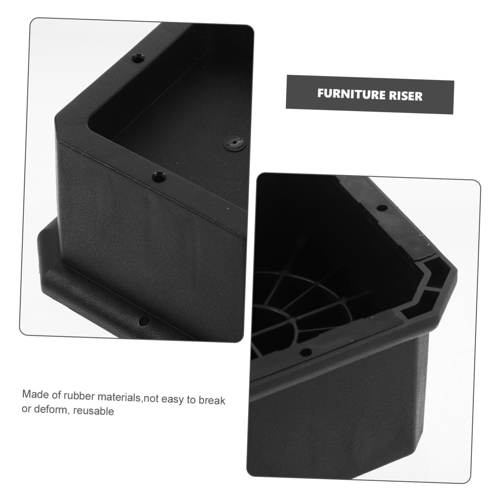 Elevadores de Muebles Negros 4 Piezas de Goma para Patas | Cabinet y Patas de Mueble, Elevación Estable, Protege el Suelo y Ayuda a Ganar Espacio Conjunto