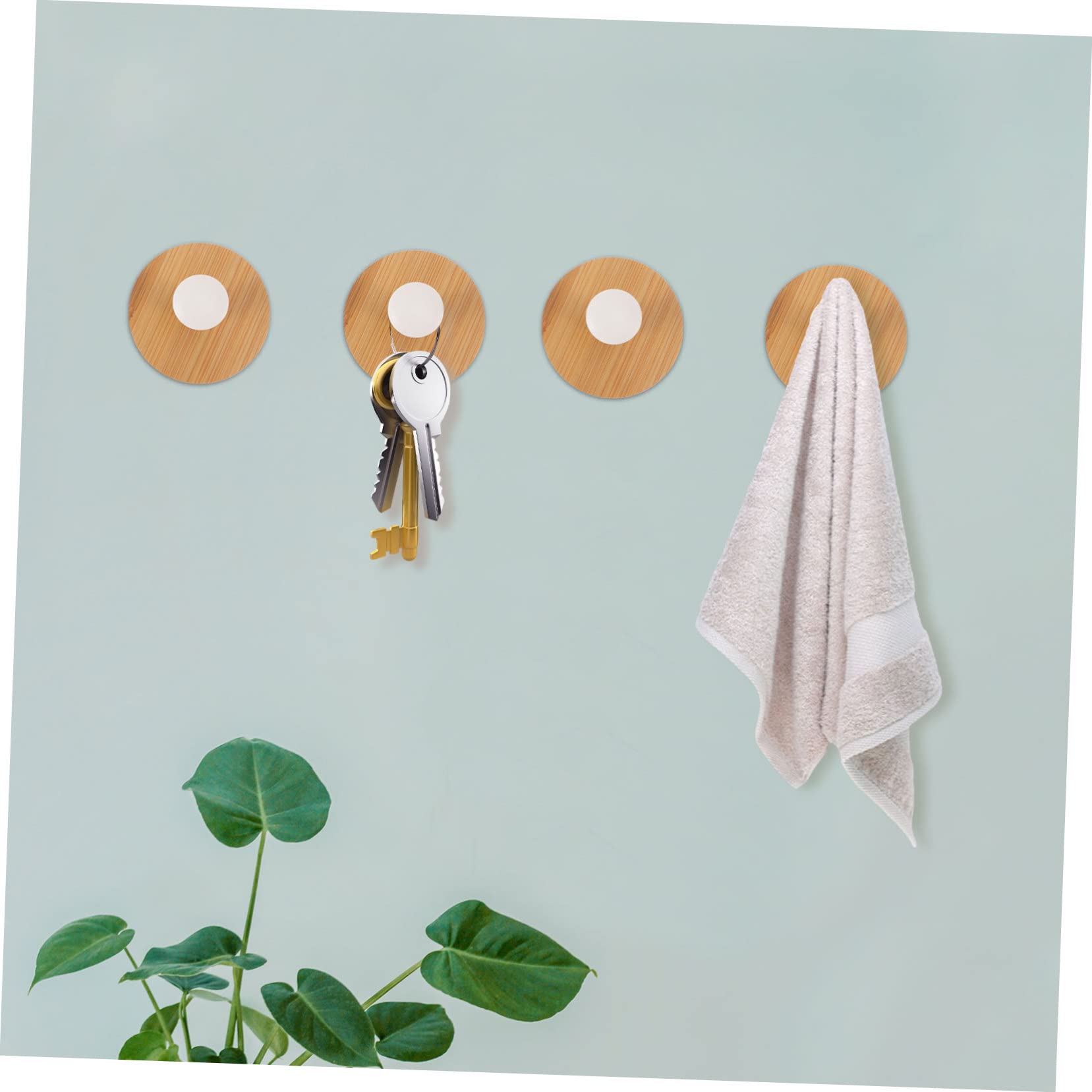 Ganci adesivi in legno, 5 pezzi ganci adesivi per porte, neri, porta