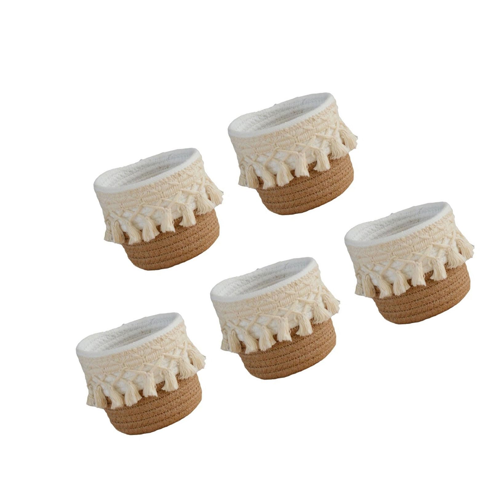 Nucelit 5Pcs Cotton Rope Woven Pencil Holder 4.72x3.94Inch Makeup Brush Holder Multifunctional Woven Storage Basket Pen Cup Supplies