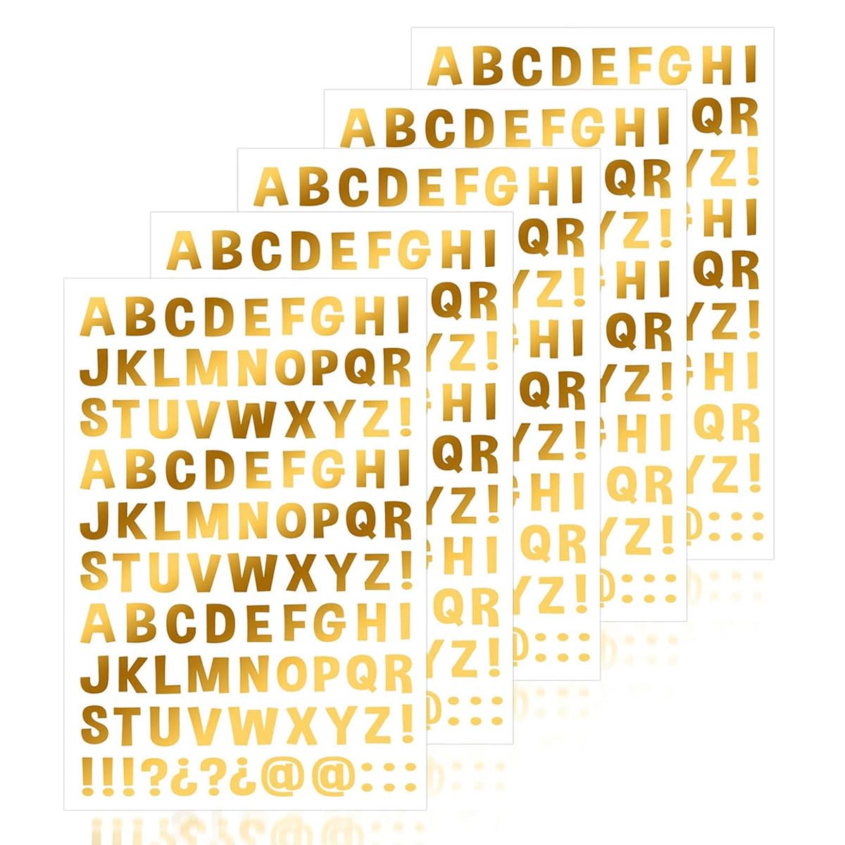 LEEQ Pegatinas Letras Dorado - 5PCS Letras Adhesivas Pegatinas,Letras Brillantes,Pegatinas Letras pequeñas para de Tarjetas de Felicitación para Tazas Scrapbooking Diario DIY Pegatinas