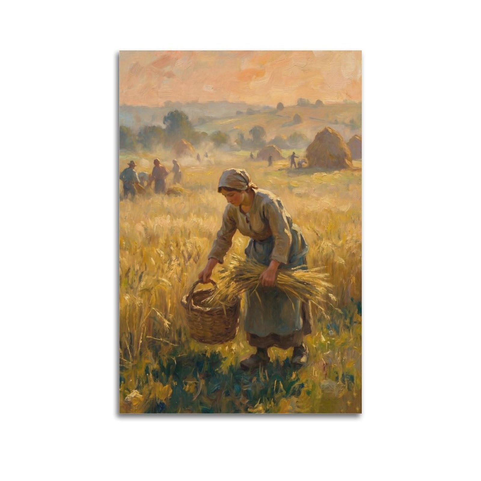 OKNGB Classical Religious Bible Poster Ruth Gleaning in The Field Decorative Painting Canvas Art Picture 24x36inch(60x90cm)