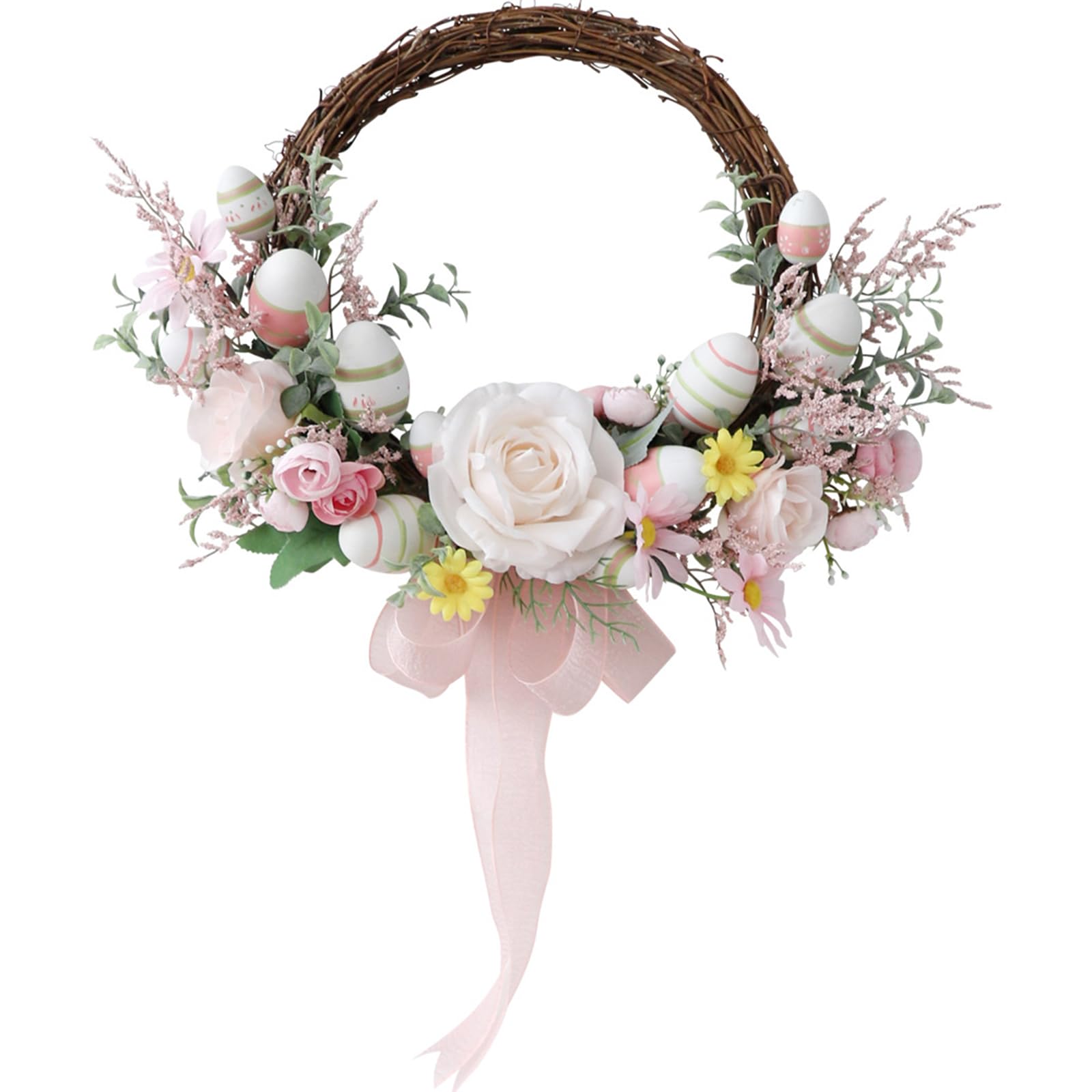 Artificial Flower Wreath for Easter Front Door Window Hanging Decoration Simulation Garlands for Parties and Gatherings Flower Wreath for Easter