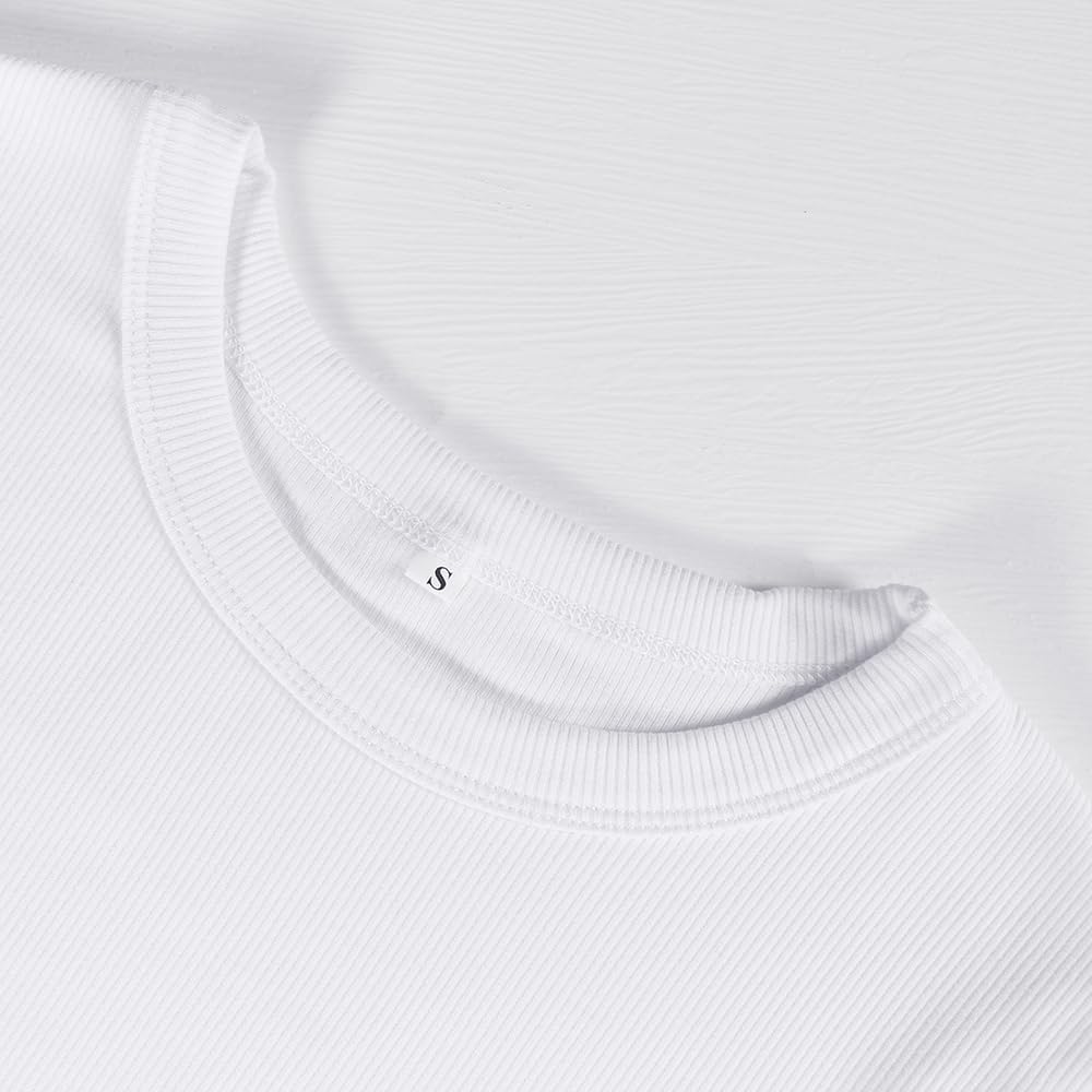 Artfish Women Crew Neck Ribbed Knit Long Sleeve T-Shirt Form Fitting Casual Basic Tops - Image 3