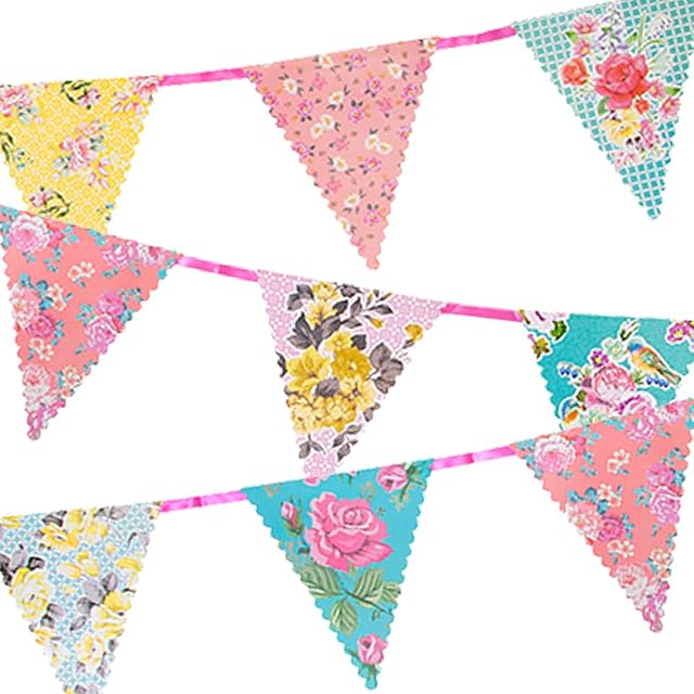 Talking Tables Floral Tea Party Bunting Decorations | Truly Scrumptious | Great For Birthday Party, Baby Shower, Wedding And Anniversary | Paper, 4M