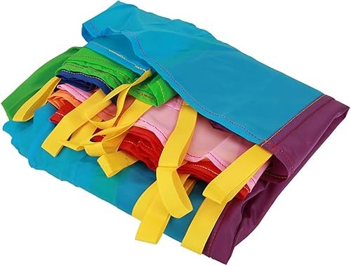 Paracaídas gigante multicolor para niños, toldo de paracaídas con 16 asas para interiores y exteriores, juguete de ejercicio que promueve el trabajo