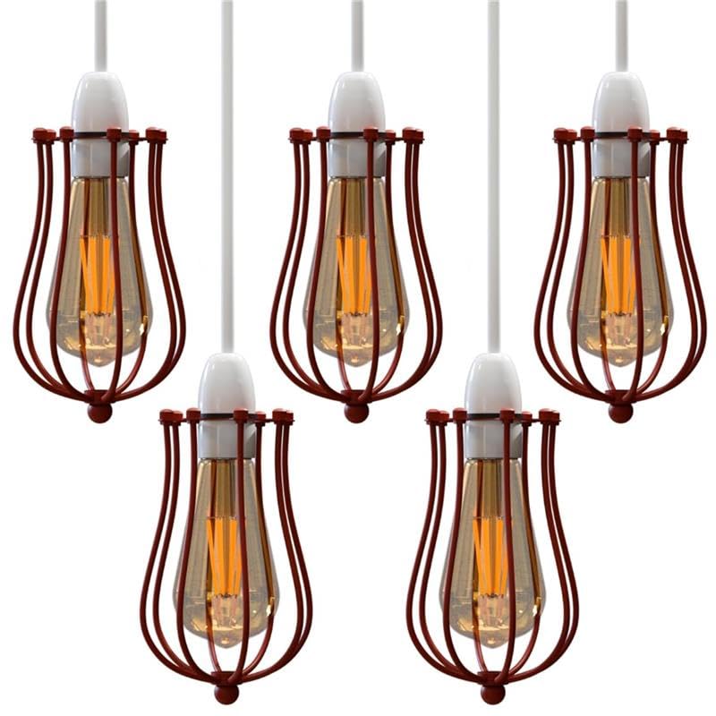 DC VOLTAGE Modern 5 Pack Pendant Light Metal Balloon Wire Cage E27 Bulb Base Easy Fit Hanging Ceiling Lamp Shade Ideal for Kitchen Living Room Hallway Bar Coffee Shop Hotels