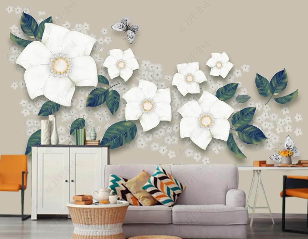Papier peint intissé fleurs abstraites panoramique 150x105 cm