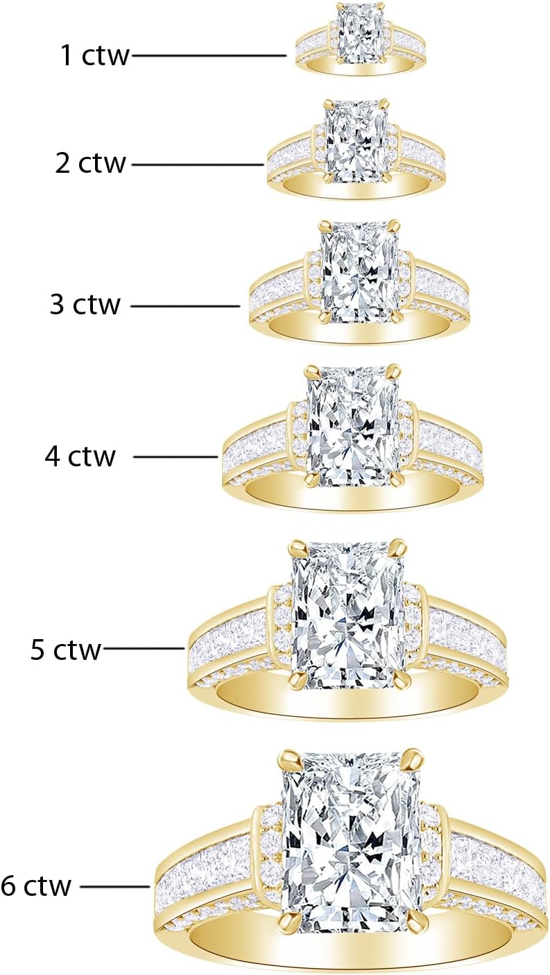 1-6 Carat 14K White Gold LAB GROWN Diamond Contemporary Channel Set Princess And Pave Round Cut Radiant Cut Diamond Engagement Ring (E-F Color VS1-VS2 Clarity)