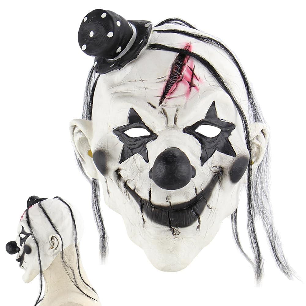 Spiritzohic Latex Halloween Clown Mask,Scary Clown Latex Mask for Adults, Creepy Full Head Horror Face,Carnival Halloween Costume Props for Party Parade Cosplay Costume Props Adults -C