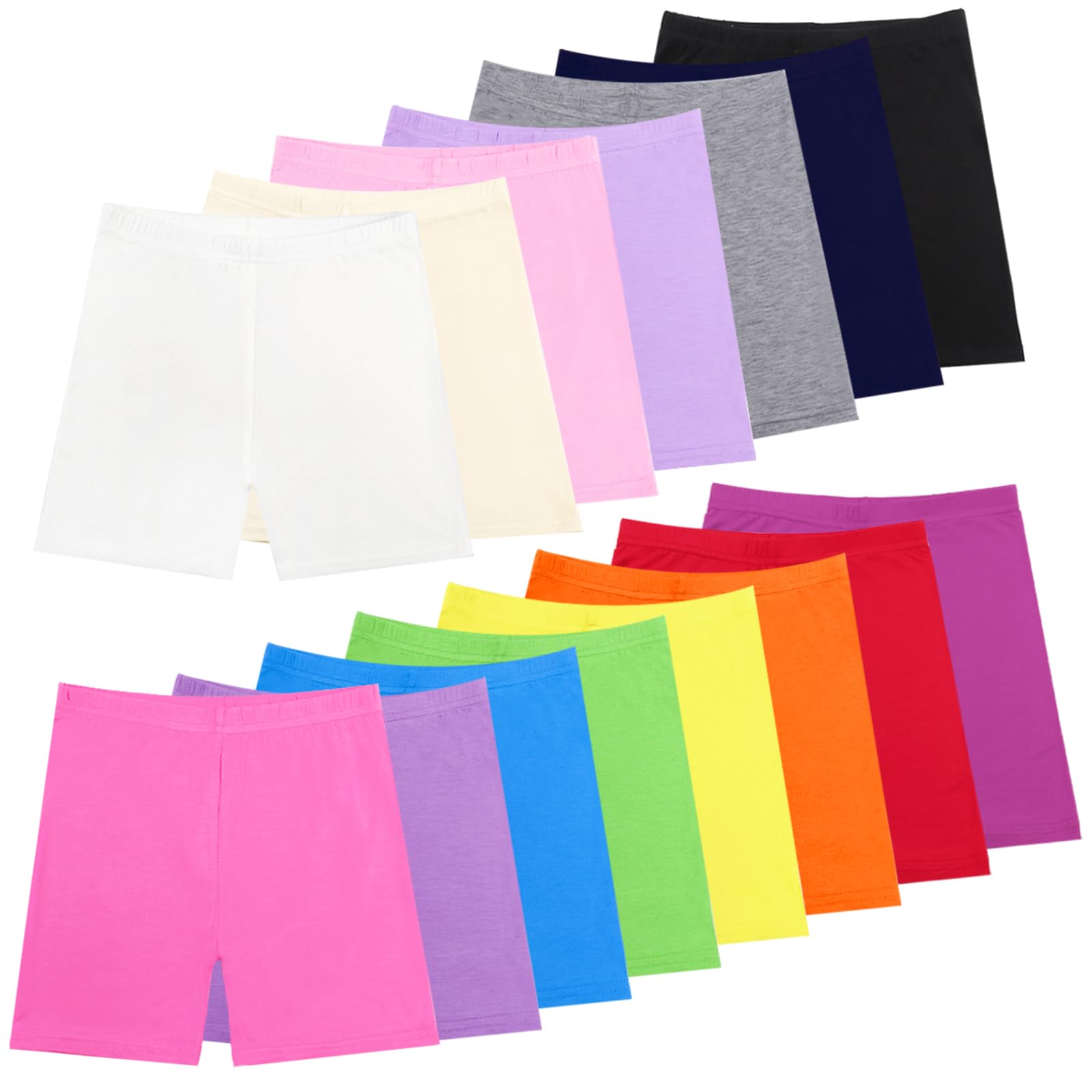 15 Pack Girls Dance Shorts, Bike Shorts for Toddlers, Biker Cartwheel Under Dress Multicolor Girls Clothes