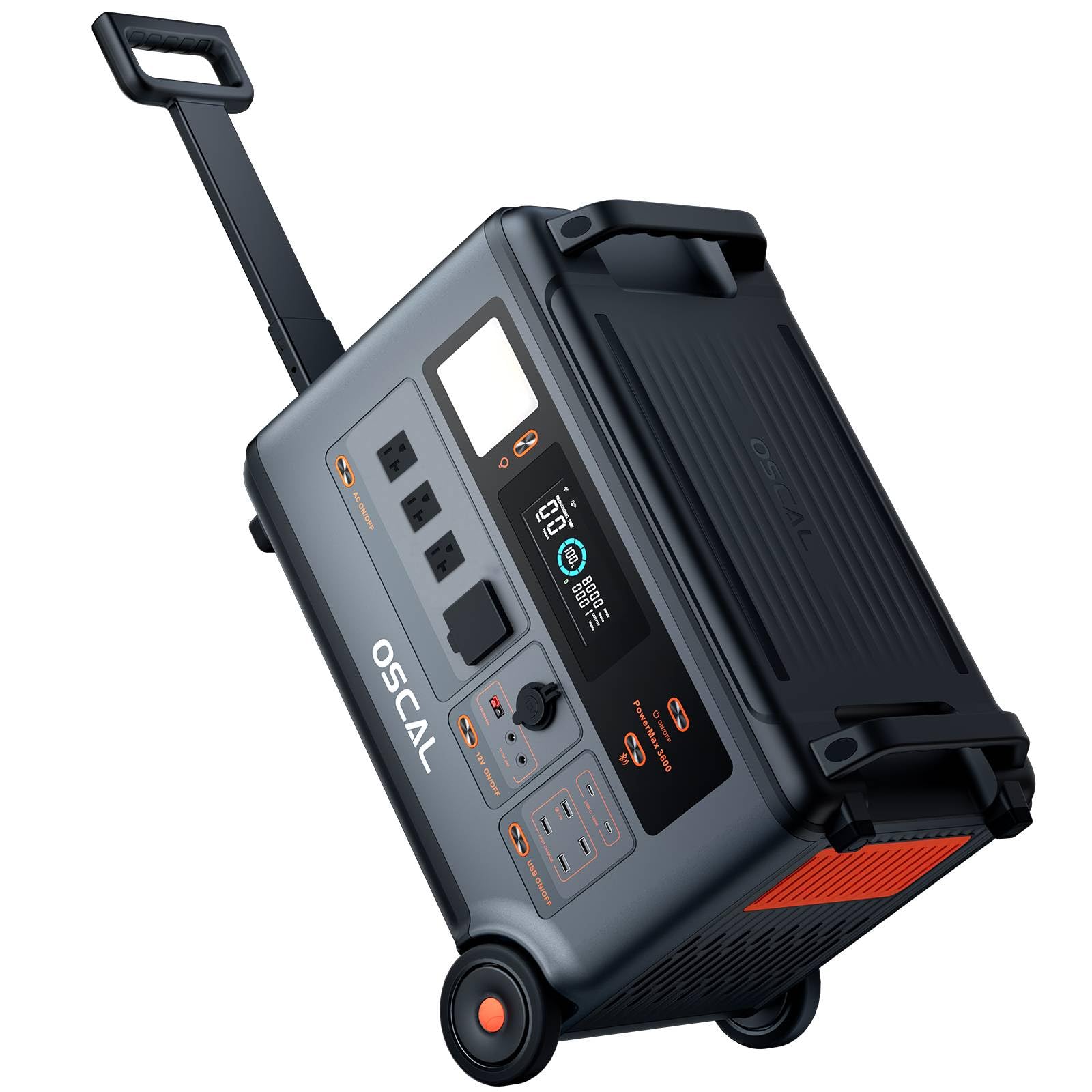 OSCAL PowerMax 3600 Portable Power Station 3600Wh LiFePO4 Battery fast charging 3000W AC Output Use As A Solar
