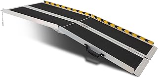 FAHKNS 6FT Wheelchair Ramp, Portable Aluminum Folding Wheelchair Ramp, Non-Slip Threshold Wheel Chair Ramps,