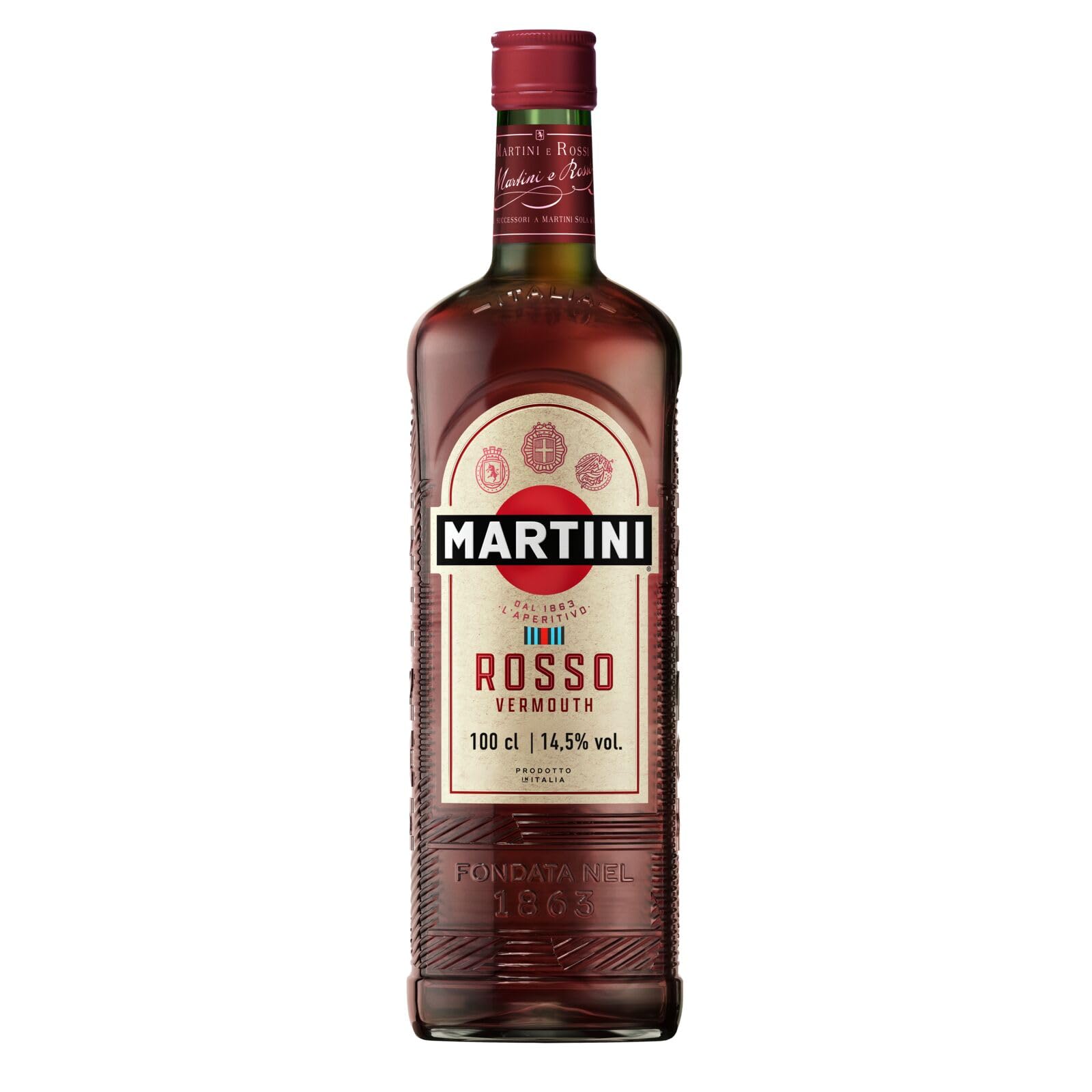 MARTINI Rosso roter Wermut Aperitif, 14,5% vol., 100cl / 1L, süßer Wermut angereichert mit regionalen Kräutern