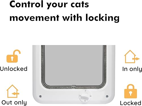 Miniatura 3 de Wordcam Puerta grande para gatos, puerta de gato con bloqueo de 4 vías para puertas interiores y exteriores, puerta magnética para mascotas para