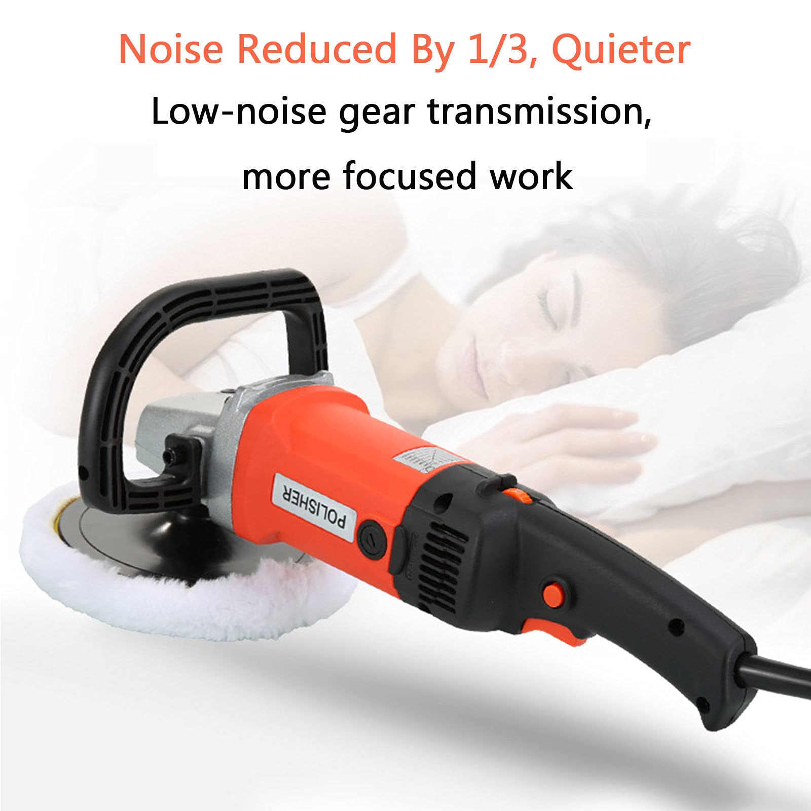 Lucidatrice Auto, Rotorbitale Lucidatrice Eccentrica, 600-3600 RPM Lucidatrice e Levigatrice per Auto, 8 velocità Variabile, Avvio graduale, Impugnatura Ausiliaria, Vari Accessori,Orange