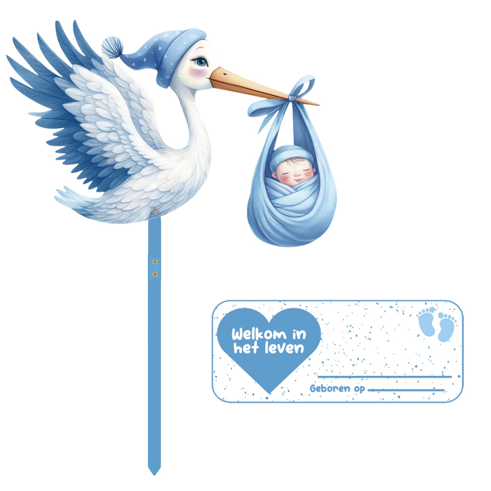 Cicogna Nascita Da Esterno Rosa - Decorazione Con Targhetta Nome Bambino - Foto 11