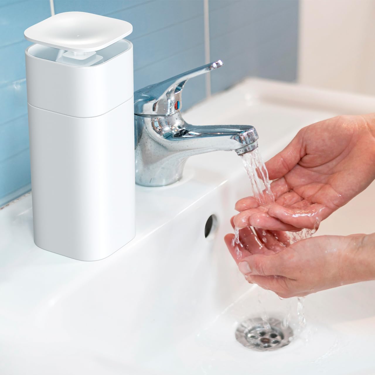 DOITOOL Push Down Empty Pump Dispenser Bottle, Push Down Liquid Pumping Empty Bottle Dispenser for Nail Polish and Makeup Remover, 2.75 x 2.75 x 7inch, White
