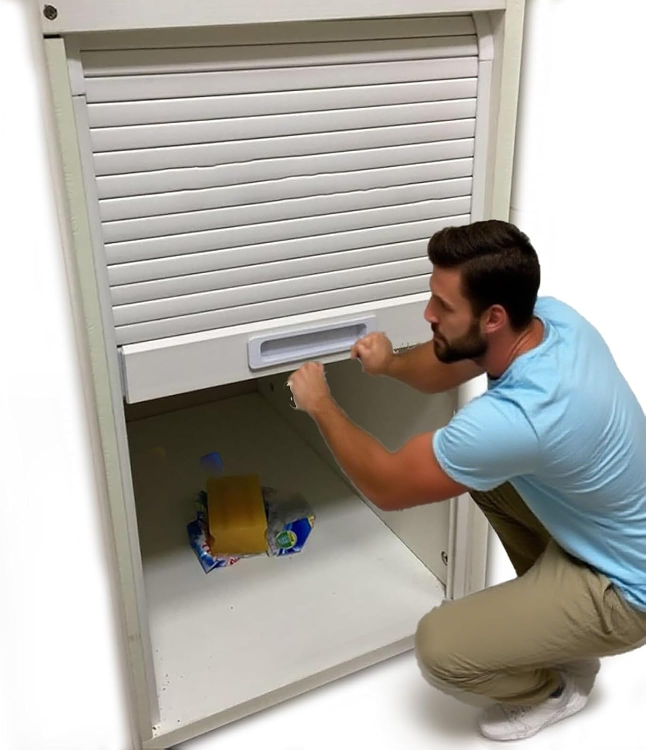Pull Down Tambour Door Kit, ABS Plastic Roll Up Cabinet Door with Handle, 24 26 28 30 32 34 36 42 Inch Retractable Cupboard Door - Space-Saving(WXH-30X26(76.2X66CM))