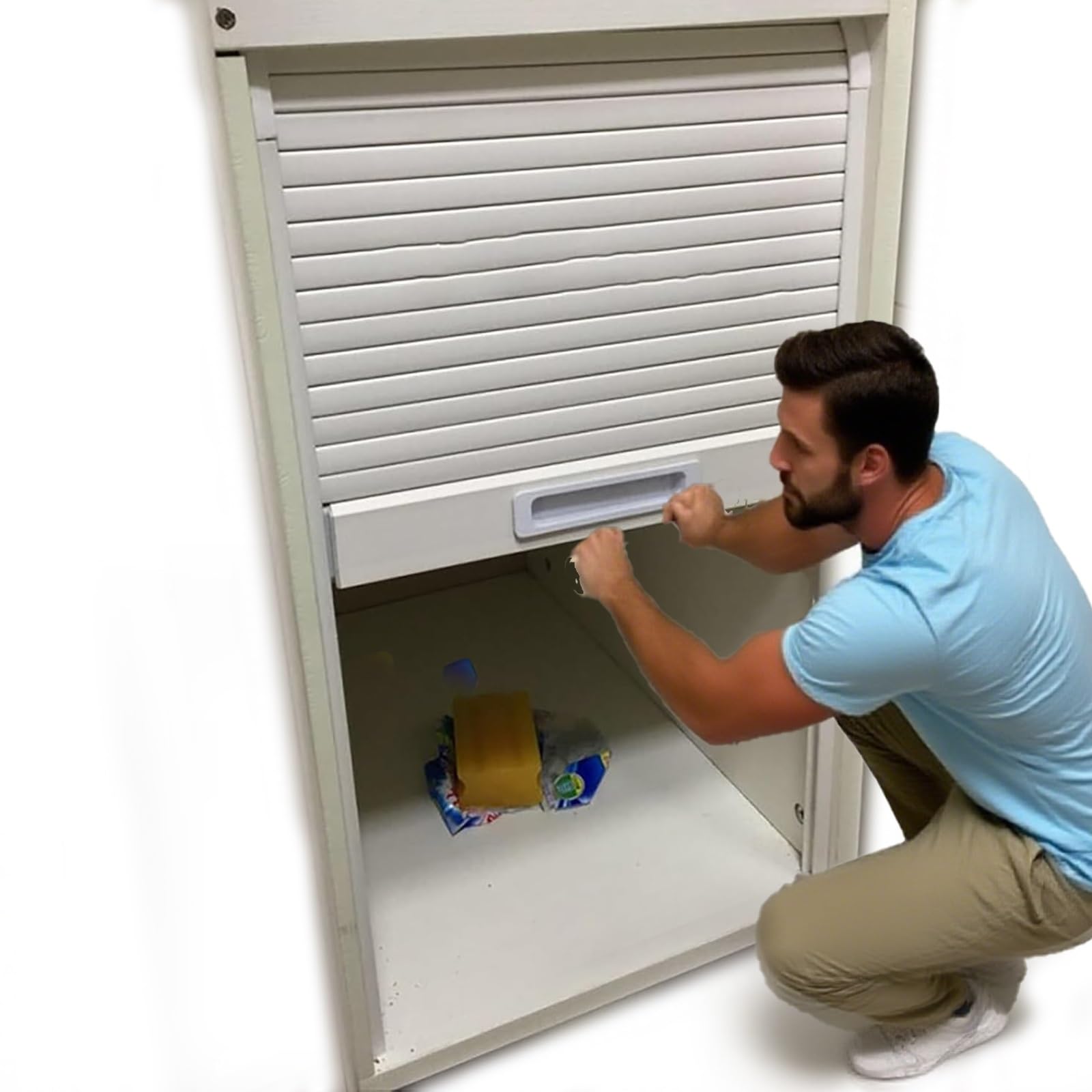 Pull Down Tambour Door Kit, ABS Plastic Roll Up Cabinet Door with Handle, 24 26 28 30 32 34 36 X 44 42 40 38 36 34 32 30 28 Inch Retractable Cupboard Door - Space-saving(WXH-26X40*(66X101.6CM))